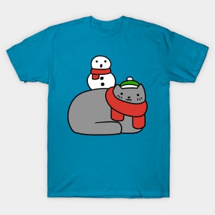 Snowman and Cat T-Shirt